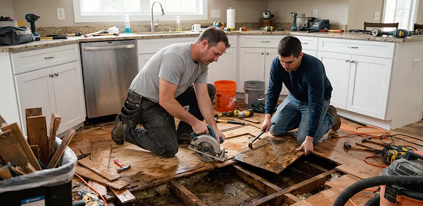 Kitchen Floor Water Damage Repair in Flower Mound